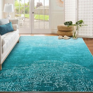 5x7 Machine Washable Rug for Living Room Modern Abstract Rug Distressed Ombre Rug with Non Slip Backing Soft Stain Resistant Thin Rug for Bedroom - 1 of 4