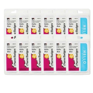 Charles Leonard Self-Adhesive Name Badges, Hello, Blue, 100 Per Pack, 12 Packs - 1 of 3