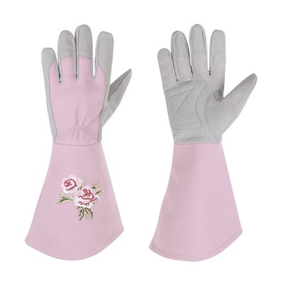 Unique Bargains Leather Gardening Thorn Proof Protective Garden Gloves 1 Pair