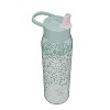 Zak Designs 32oz Icicle Floral Manual Straw Water Bottle Green - 4 of 4