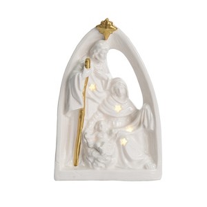 Transpac Ceramic LED Nativity Figurine Christmas Tabletop Decoration Multicolor Battery Operated Prelit Indoor Holiday Gift - 1 of 1