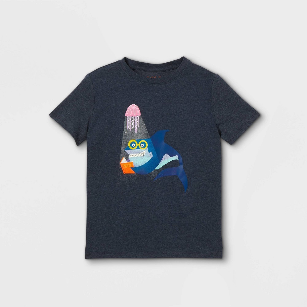 Boys' Shark Short Sleeve Graphic T-Shirt - Cat & Jack Navy M, Blue