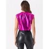 Allegra K Women's Round Neck Party Sleeveless Holographic Crop Metallic Tank Top - 3 of 4
