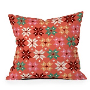 16"x16" Showmemars Winter Quilt Square Throw Pillow Orange - Deny Designs: Machine Washable, Zipper Closure - 1 of 4