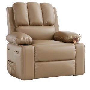 Oversized Padded Swivel Rocking Recliner Chair with Heat and Massage – Comfy Faux Leather Swivel Rocker Reclining Single Sofa for Adults - 1 of 4