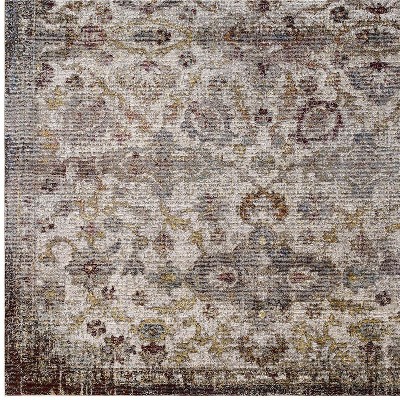 Multicolor Floral Synthetic 4' x 6' Easy Care Area Rug