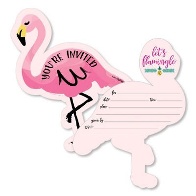 Big Dot of Happiness Pink Flamingo - Party Like a Pineapple - Shaped Fill-in Invitations - Tropical Summer Invitation Cards with Envelopes - Set of 12