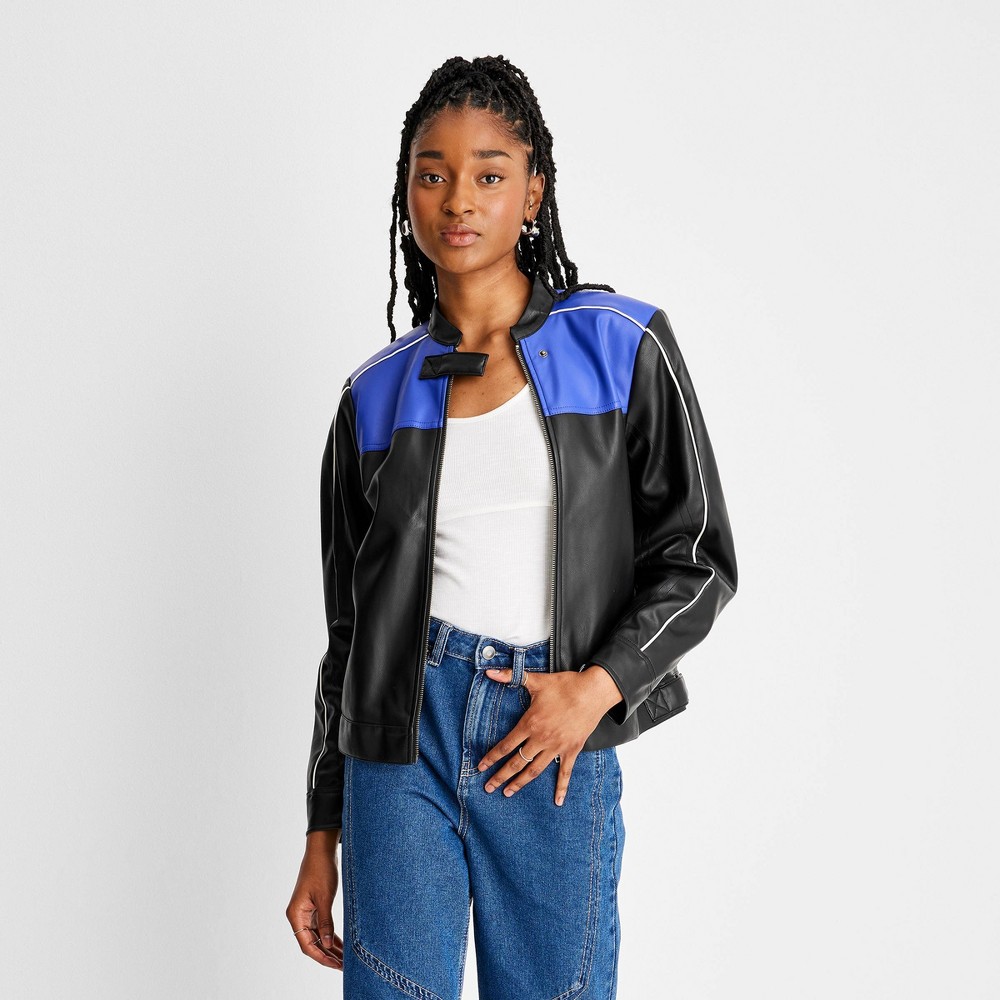 Women's Long Sleeve Faux Leather Jacket - Future Collective™ with Reese Blutstein Black S