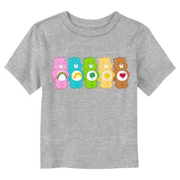 Care Bears Colorful Bears Line Up  T-Shirt - Athletic Heather - 4T