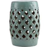 Outsunny 13" x 18" Ceramic Garden Stool with Woven Lattice Design & Glazed Strong Materials