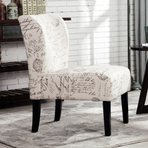 CAVINAS English Letter Print Fabric Armless Chair, Contemporary Accent Chair with Removable Back and Removable Legs - 1 of 4