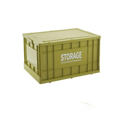 Syemin Deck Boxes 90L Storage Bins with Lids, Totes for Storage Stackable Collapsible Storage Bin Waterproof Storage Box, Green, 24.02"*16.73"*13.78"