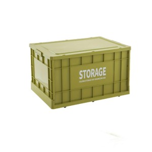 Syemin Deck Boxes 90L Storage Bins with Lids, Totes for Storage Stackable Collapsible Storage Bin Waterproof Storage Box, Green, 24.02"*16.73"*13.78" - 1 of 4