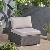 GDFStudio Candice Outdoor Rattan and Iron Modular Armless Chair with Water-Resistant Cushion - 2 of 4