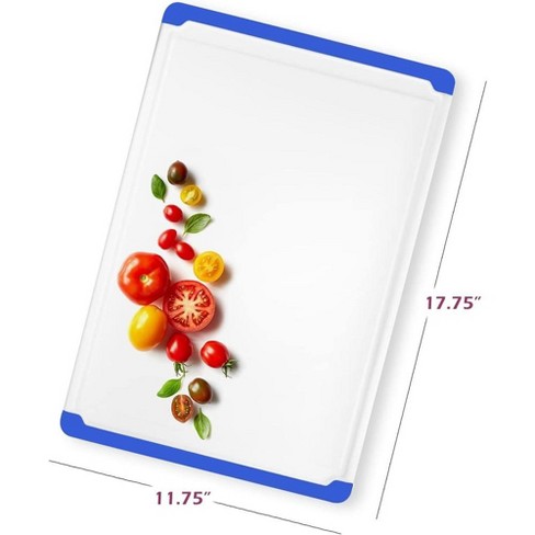 Belwares Large Plastic Cutting Board with Drip Grooves - Blue