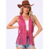 INSPIRE CHIC Women's 70s Western Open Front Faux Suede Fringe Vest - 3 of 4