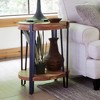 Alaterre Furniture 21" Ryegate Natural Brown Live Edge Solid Wood Round End Table Metal And Wood: Acacia Top, Fixed Shelf - 3 of 4
