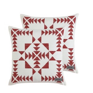 20"x20" 2pc Eddie Bauer Arrowhead 100% Cotton Pillow Cover Set Red: Canvas Construction, Reversible Design, Hidden Zipper - 1 of 4