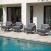 Belord Swivel Outdoor Chairs Set of 4 with 6" Thick Seat Cushion, Metal Outdoor Swivel Glider Chairs with Faux-Wood Armrest and Comfort Foam Cushion - 3 of 4