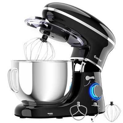 Costway 6.3 Quart Tilt-Head Food Stand Mixer 6 Speed 660W w/Dough Hook, Whisk Black