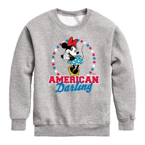 Boys' - Disney - American Darling Minnie Graphic Long Sleeve Fleece Sweatshirt - 1 of 4