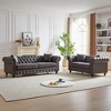 113'' Tech Fabric Chesterfield 3+2 Seater Sofa Set with Rolled Arms, Tufted Buttons and Wooden Legs - 4 of 4