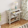 PAGED Retro Oak Veneer Console Table with Drawer & 2 Shelves, Entryway Table with Storage, Slim Profile, Entryway Sofa Table - 2 of 4