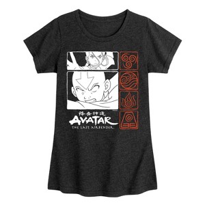 Girls' - Avatar: The Last Airbender - Katara and Aang Grid Fitted Short Sleeve Graphic T-Shirt - 1 of 4