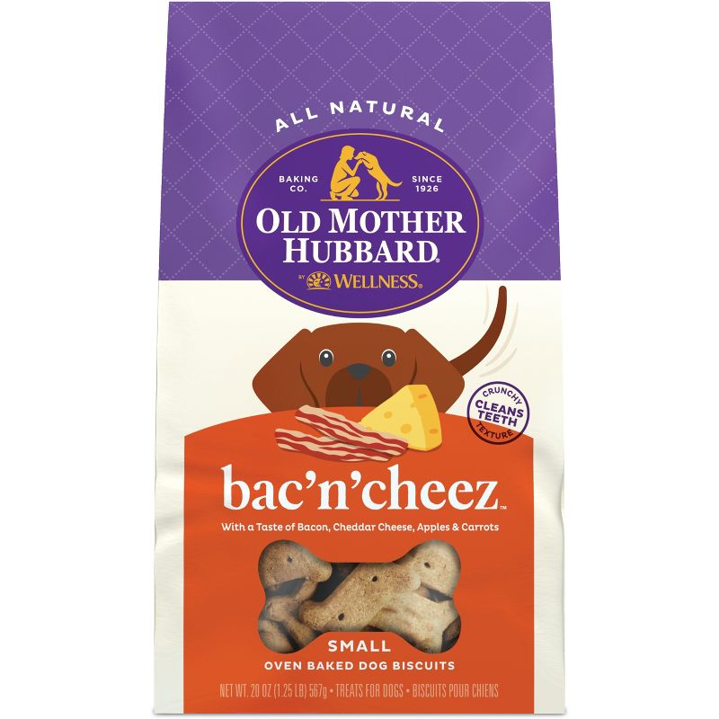 Old Mother Hubbard by Wellness Classic Crunchy Bac&#39;N&#39;Cheez Biscuits Small Oven Baked with Carrot, Apple, Cheese and Bacon Dog Treats - 20oz, 1 of 11