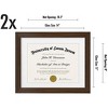 Americanflat 11x14 Walnut Diploma Frame - Displays 8.5x11 Diplomas with Mat or 11x14 Inch Without Mat - Shatter-Resistant Glass. (2 Pack) - 2 of 4
