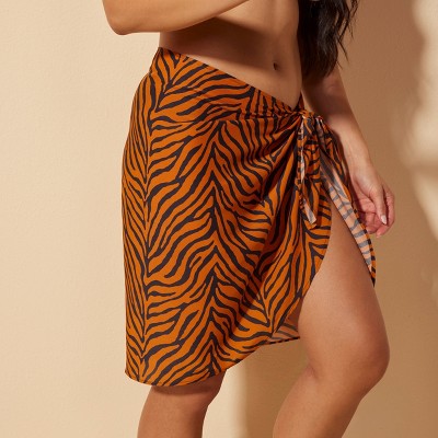 Shade & Shore Women's Sarong Cover Up Bottom - Shade & Shore™ Orange/Black S/M — фото 2