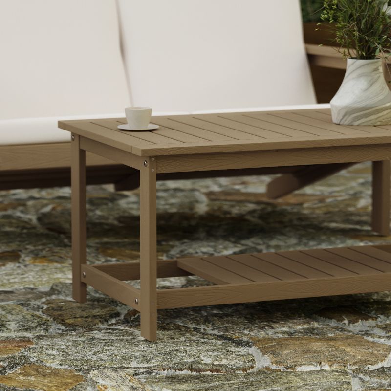 Merrick Lane All-Weather Poly Resin Wood Two Tiered Adirondack Slatted Coffee Conversation Table, 4 of 12
