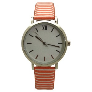 Olivia Pratt Stripped Pastel Colors Faux Leather Women Watch - 1 of 4
