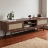 59" Rattan TV Stand with 2 Cabinets, Mid Century Modern Entertainment Console for TVs, Wooden Media Storage Cabinet for Living Room or Apartment - 3 of 4