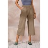 ECUPPER Womens Cotton Cropped Pants Loose Fit Wide Leg Capri Casual Plus Size Elastic Waist Trousers - 2 of 4