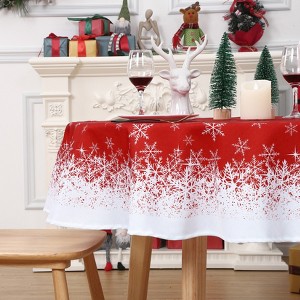 Red Christmas Tablecloths Collection Waterproof Holiday Dining Table Decor Indoor Outdoor with Snowflakes Tree Patterns - 1 of 4