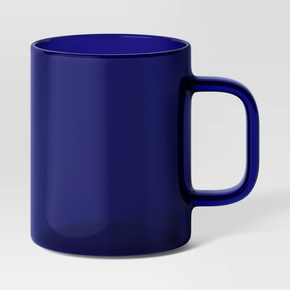 Photos - Glass 14oz Borosilicate  Mug Translucent Blue - Room Essentials™