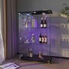 Modern Glass Display Cabinet with Glass Doors & LED Lights, 2-Door Showcase with Tempered Glass Shelves for Living Room-Cuddlewood - 3 of 4