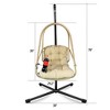 NAYSAYE Patio Swing Wicker Egg Chair with Stand Cushion and Cup Holder for Backyard and Garden Use, Beige and Brown, 38"*78"*40" - 4 of 4