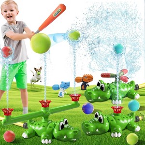 TITQWOP 4-in-1 Water Sprinkler Baseball Toy for Kids – 360° Rotating Spray & Tee Ball Game – Outdoor Summer Backyard Fun for Boys & Girls - 1 of 4