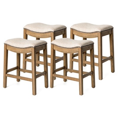 Maven Lane Adrien Upholstered Backless Saddle Kitchen Stool, Set of 4