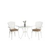 SKRAN 25'' Set of 3 Bistro Set Table and Chairs,Outdoor Patio Set,Rust Proof Cast Aluminum Bistro Set with cushion for Outdoor, Garden, Patio,  white - 2 of 4
