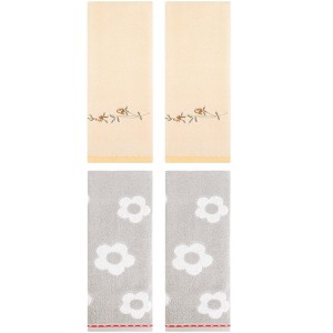 REGALWOVEN 4 Pcs Cute Floral Pattern Cotton Bathroom Soft Absorbent Hand Towel - 1 of 4