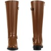 BLISSFUL STEP Buckle Chunky Low Heel Side Zipper Knee High Riding Boots for Women - 2 of 4