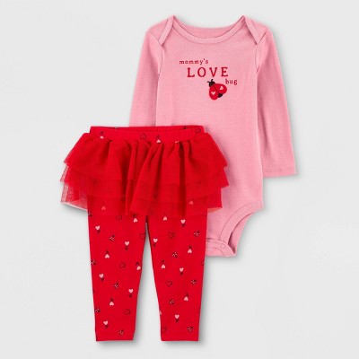 Carter's Just One You® Baby 2pc Tutu Top and Bottom Set - Red/Pink Newborn