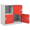 vidaXL Locker Cabinet Set of 2 Light grey and red Steel Medium - 3 of 4