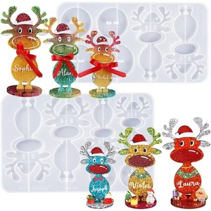 JDICTION Christmas Resin Molds Silicone - 3 Sizes Standing Reindeer Molds, Christmas Ornament Molds for Family Decoration, Gifts, Winter Parties - 1 of 4