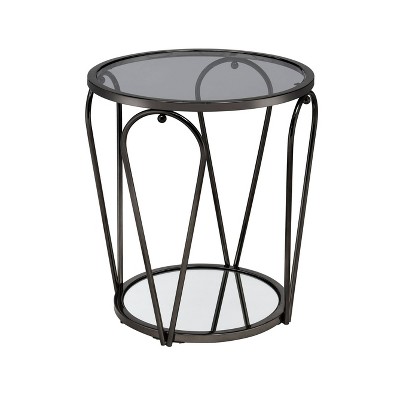 Kuut Contemporary Round End Table Black Nickel/gray - Homes: Inside ...