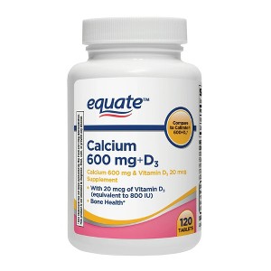 Equate Calcium + D3 Tablets Dietary Supplement, 600 mg, 120 Count - 1 of 4