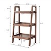 Walnut Solid Oak 3-Tier Ladder Bookshelf with Enclosed Sides,Freestanding Scandinavian Storage Rack for Entryway or Bedroom-3irtyhousy - 4 of 4